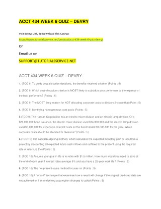 ACCT 434 WEEK 6 QUIZ â€“ DEVRY