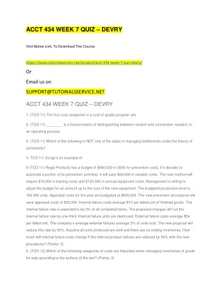 ACCT 434 WEEK 7 QUIZ â€“ DEVRY