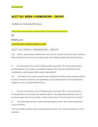 ACCT 451 WEEK 4 HOMEWORK â€“ DEVRY