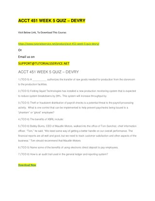 ACCT 451 WEEK 5 QUIZ â€“ DEVRY