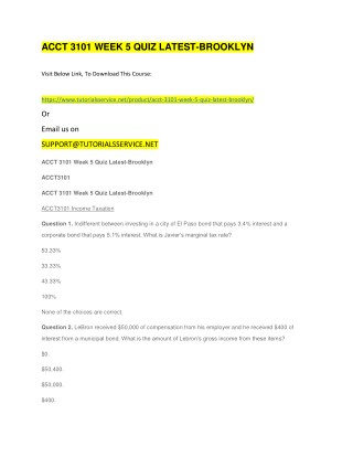 ACCT 3101 WEEK 5 QUIZ LATEST-BROOKLYN