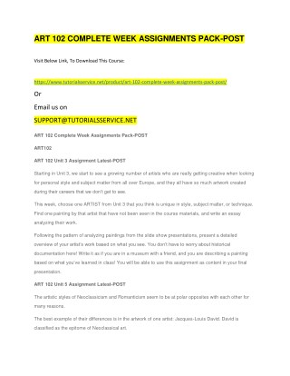 ART 102 COMPLETE WEEK ASSIGNMENTS PACK-POST