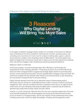 3 Reasons Why Digital Lending Will Bring You More Sales