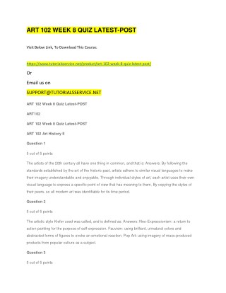 ART 102 WEEK 8 QUIZ LATEST-POST