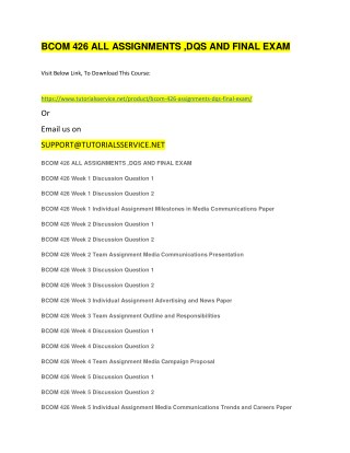 BCOM 426 ALL ASSIGNMENTS ,DQS AND FINAL EXAM