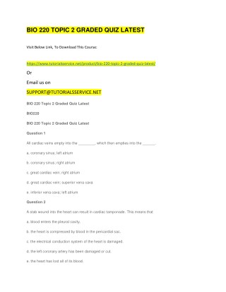 BIO 220 TOPIC 2 GRADED QUIZ LATEST