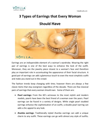 3 Types of Earrings that Every Woman Should Have