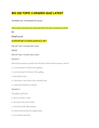 BIO 220 TOPIC 3 GRADED QUIZ LATEST
