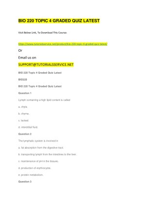 BIO 220 TOPIC 4 GRADED QUIZ LATEST