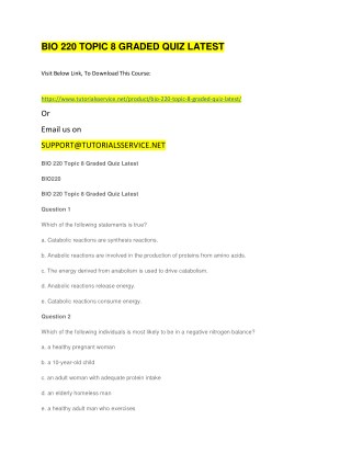 BIO 220 TOPIC 8 GRADED QUIZ LATEST