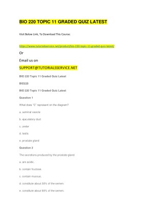 BIO 220 TOPIC 11 GRADED QUIZ LATEST