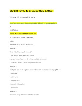 BIO 220 TOPIC 13 GRADED QUIZ LATEST