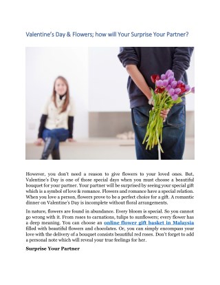 Valentineâ€™s Day & Flowers; how will Your Surprise Your Partner?