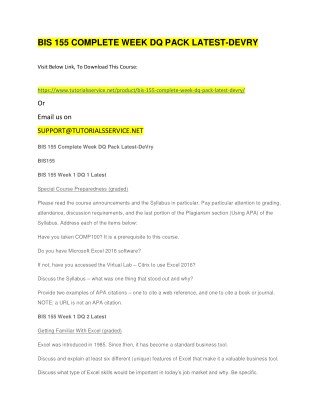 BIS 155 COMPLETE WEEK DQ PACK LATEST-DEVRY