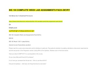 BIS 155 COMPLETE WEEK LAB ASSIGNMENTS PACK-DEVRY