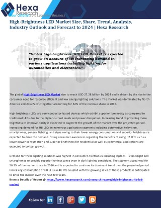 New Trends of High-Brightness LED Market with Worldwide Industry Analysis to 2024