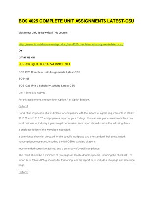 BOS 4025 COMPLETE UNIT ASSIGNMENTS LATEST-CSU