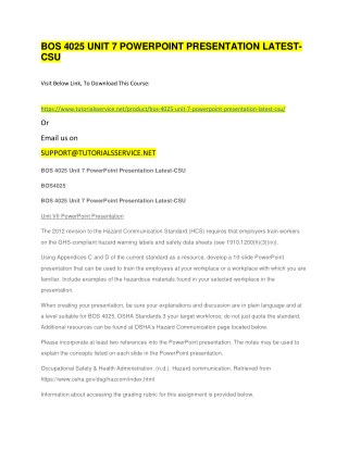 BOS 4025 UNIT 7 POWERPOINT PRESENTATION LATEST-CSU