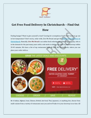 Get Free Food Delivery In Christchurch â€“ Find Out How