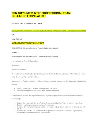 BSN 4017 UNIT 2 INTERPROFESSIONAL TEAM COLLABORATION LATEST