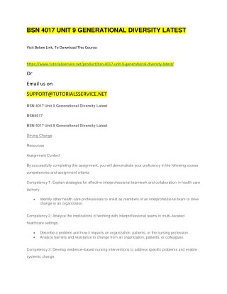 BSN 4017 UNIT 9 GENERATIONAL DIVERSITY LATEST