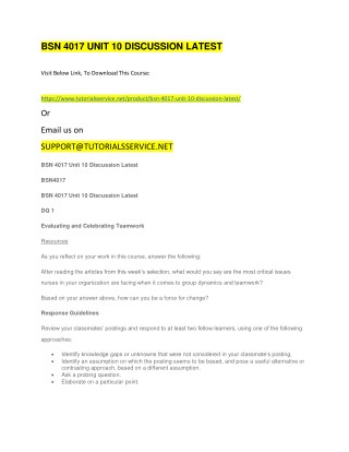 BSN 4017 UNIT 10 DISCUSSION LATEST