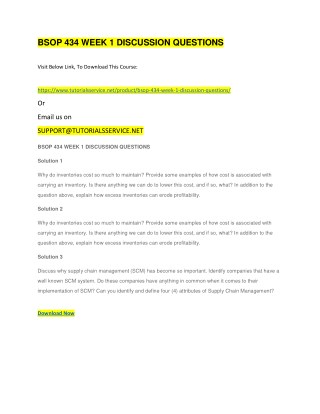 BSOP 434 WEEK 1 DISCUSSION QUESTIONS