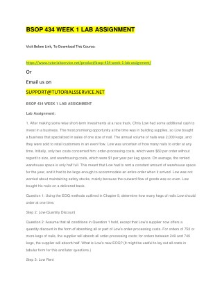 BSOP 434 WEEK 1 LAB ASSIGNMENT
