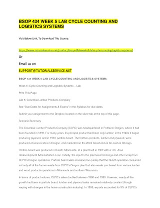 BSOP 434 WEEK 5 LAB CYCLE COUNTING AND LOGISTICS SYSTEMS