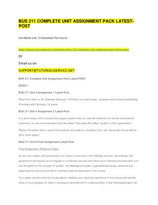 BUS 211 COMPLETE UNIT ASSIGNMENT PACK LATEST-POST