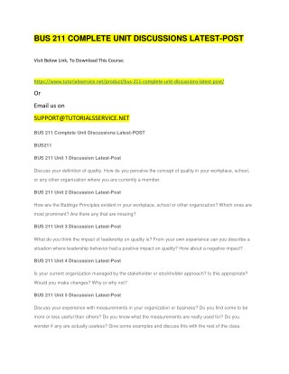 BUS 211 COMPLETE UNIT DISCUSSIONS LATEST-POST