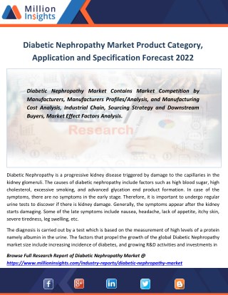 Diabetic Nephropathy Industry Manufacturering Cost, Share, Size Forecast 2022