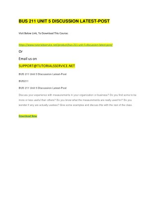 BUS 211 UNIT 5 DISCUSSION LATEST-POST