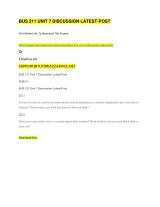 BUS 211 UNIT 7 DISCUSSION LATEST-POST