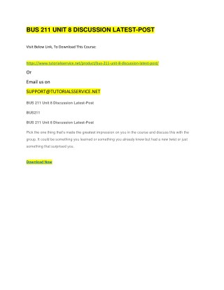BUS 211 UNIT 8 DISCUSSION LATEST-POST