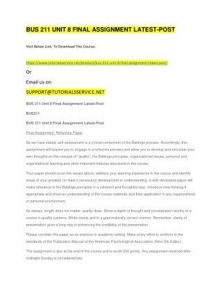 BUS 211 UNIT 8 FINAL ASSIGNMENT LATEST-POST