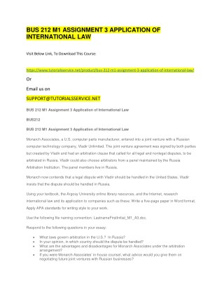 BUS 212 M1 ASSIGNMENT 3 APPLICATION OF INTERNATIONAL LAW