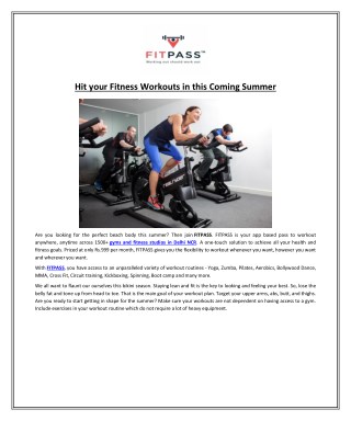 Hit your Fitness Workouts in this Coming Summer