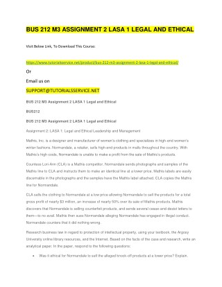 BUS 212 M3 ASSIGNMENT 2 LASA 1 LEGAL AND ETHICAL