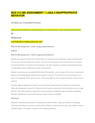 BUS 212 M5 ASSIGNMENT 1 LASA 2 INAPPROPRIATE BEHAVIOR