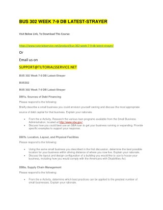 BUS 302 WEEK 7-9 DB LATEST-STRAYER