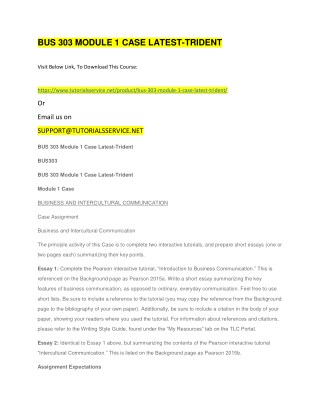 BUS 303 MODULE 1 CASE LATEST-TRIDENT
