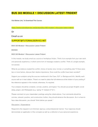 BUS 303 MODULE 1 DISCUSSION LATEST-TRIDENT