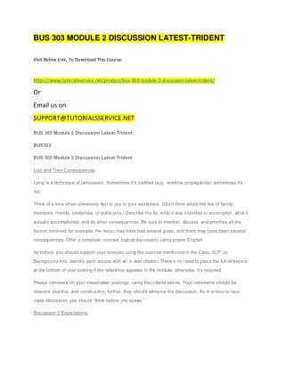 BUS 303 MODULE 2 DISCUSSION LATEST-TRIDENT