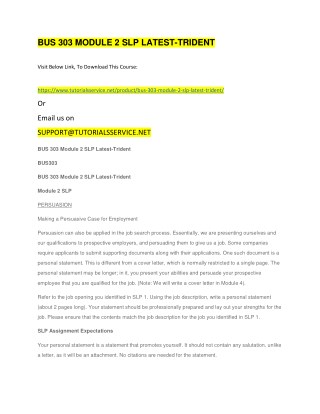 BUS 303 MODULE 2 SLP LATEST-TRIDENT
