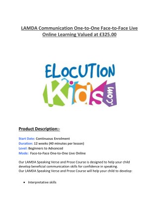 LAMDA Communication One-to-One Face-to-Face Live Online Learning Valued at Â£325.00