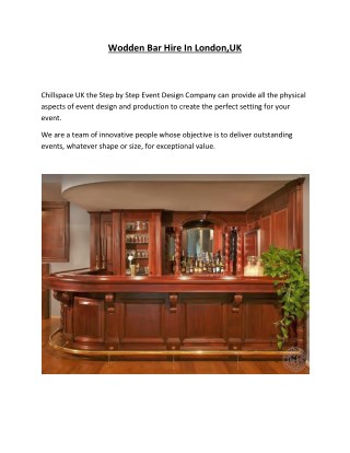 Wodden Bar Hire In London,UK