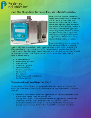 Standalone Liquid Flow Meters