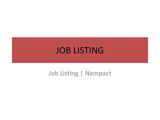 Job Listing | Nempact