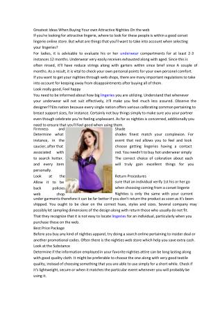 Greatest Ideas When Buying Your own Attractive Nighties On t